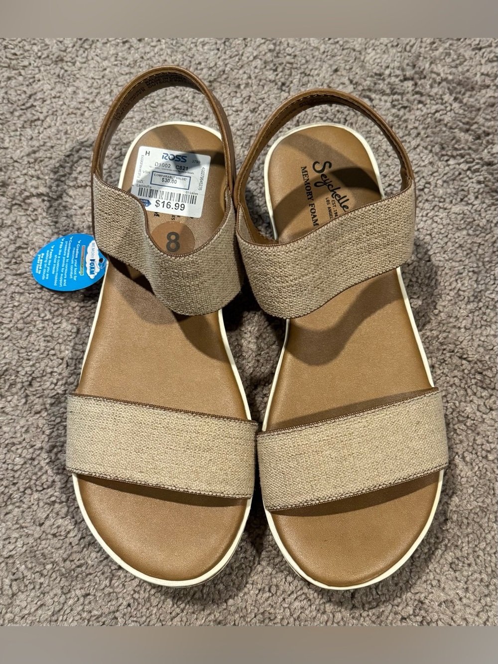 NWT Seychelles Beige/Tan Dual-Strap Slingback Sandals SIZE 8